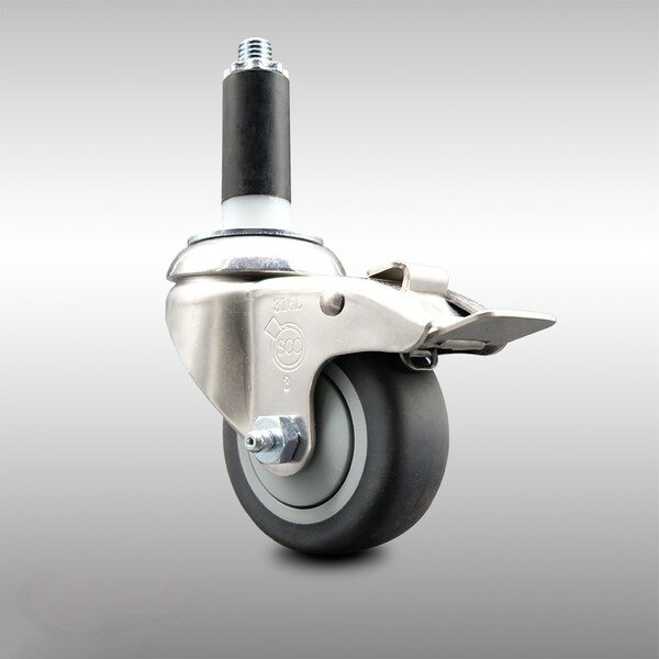 3 Inch 316SS Thermoplastic Rubber Swivel 1 Inch Stem Caster Lock Brake SCC